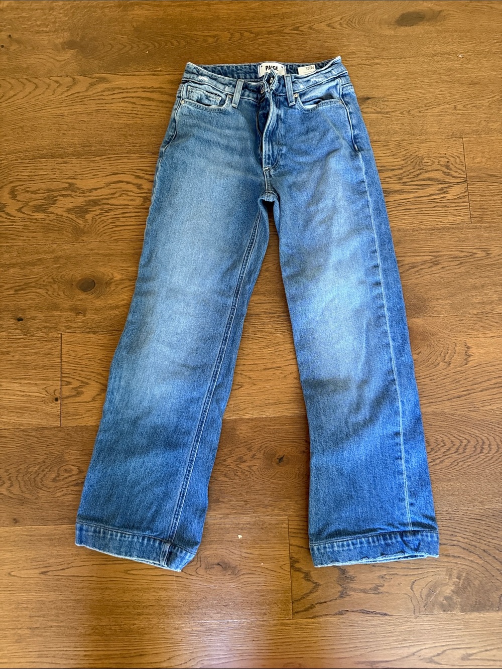 PAIGE Straight Jeans in Medium Blue Wash